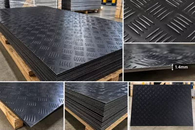 5052 GRADE 5 BAR CHECKER PLATE 1.4MM BLACK
